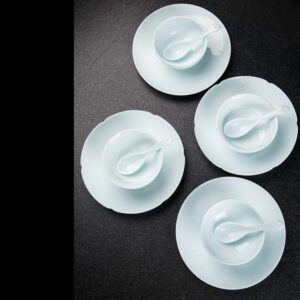 Bluish white porcelain dinnerware set for 4 persons