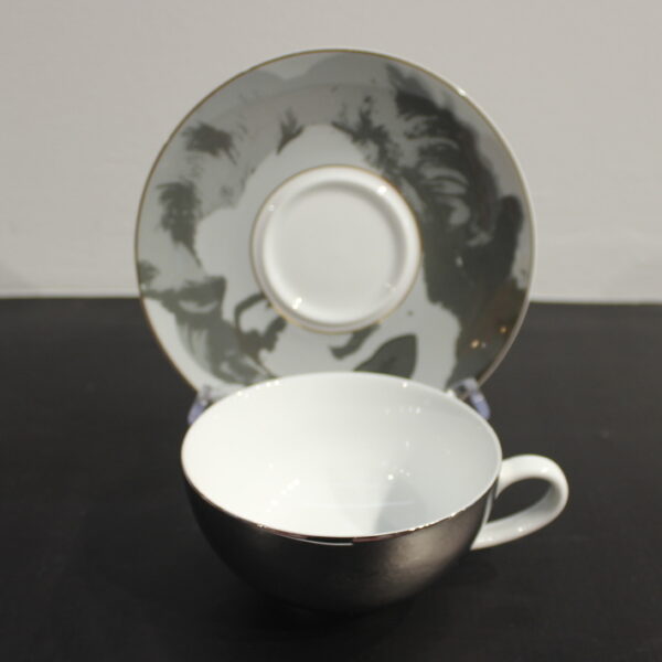 Black Silver Cup Saucer Gift