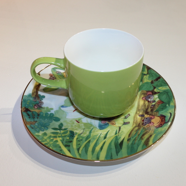 Coffee Mug with Saucer Green