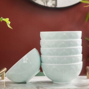 Bluish White porcelain bowl engraved with lotus