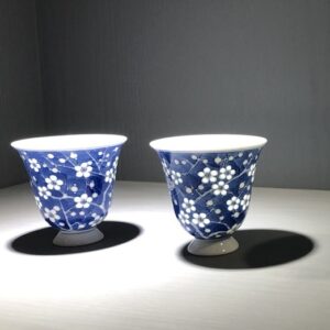 Hand-Painted Blue and White Cup and Saucer