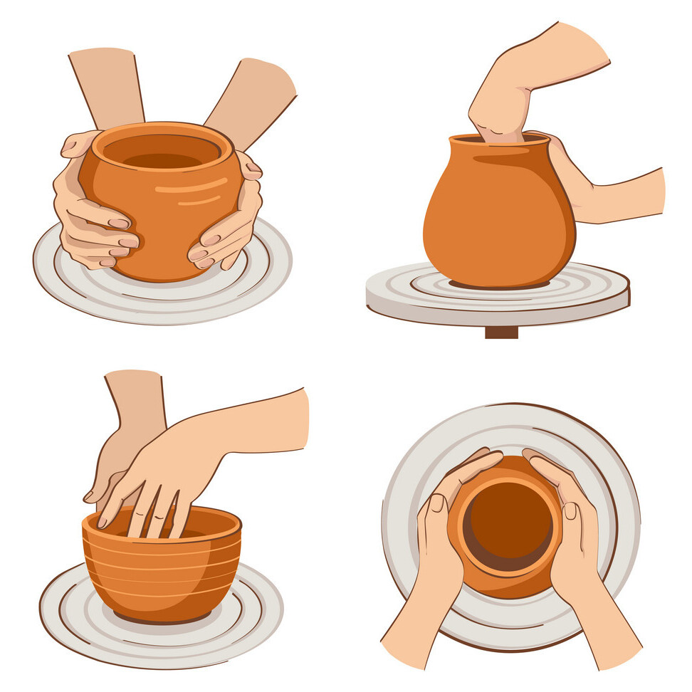 4 hand pottery