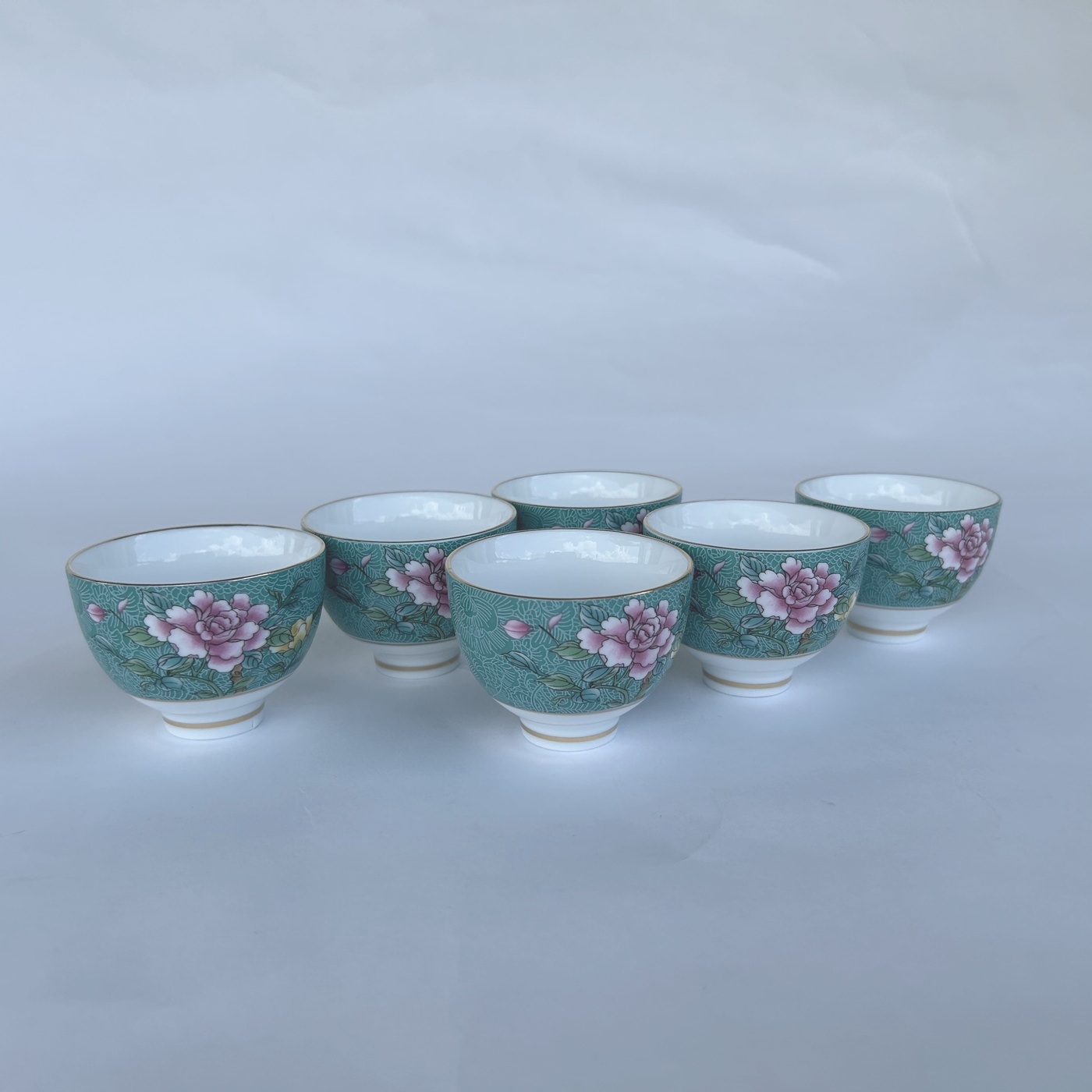 Ceramic White Teapot and Orchid Cups