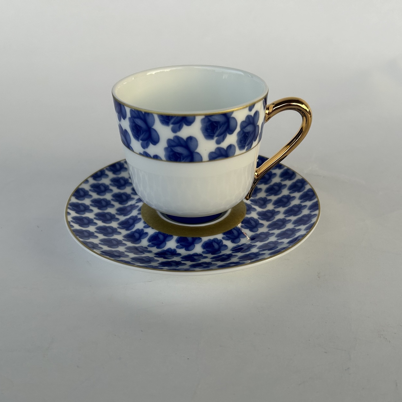 Ceramic Coffee Cups -Blue and white dual cups and saucers