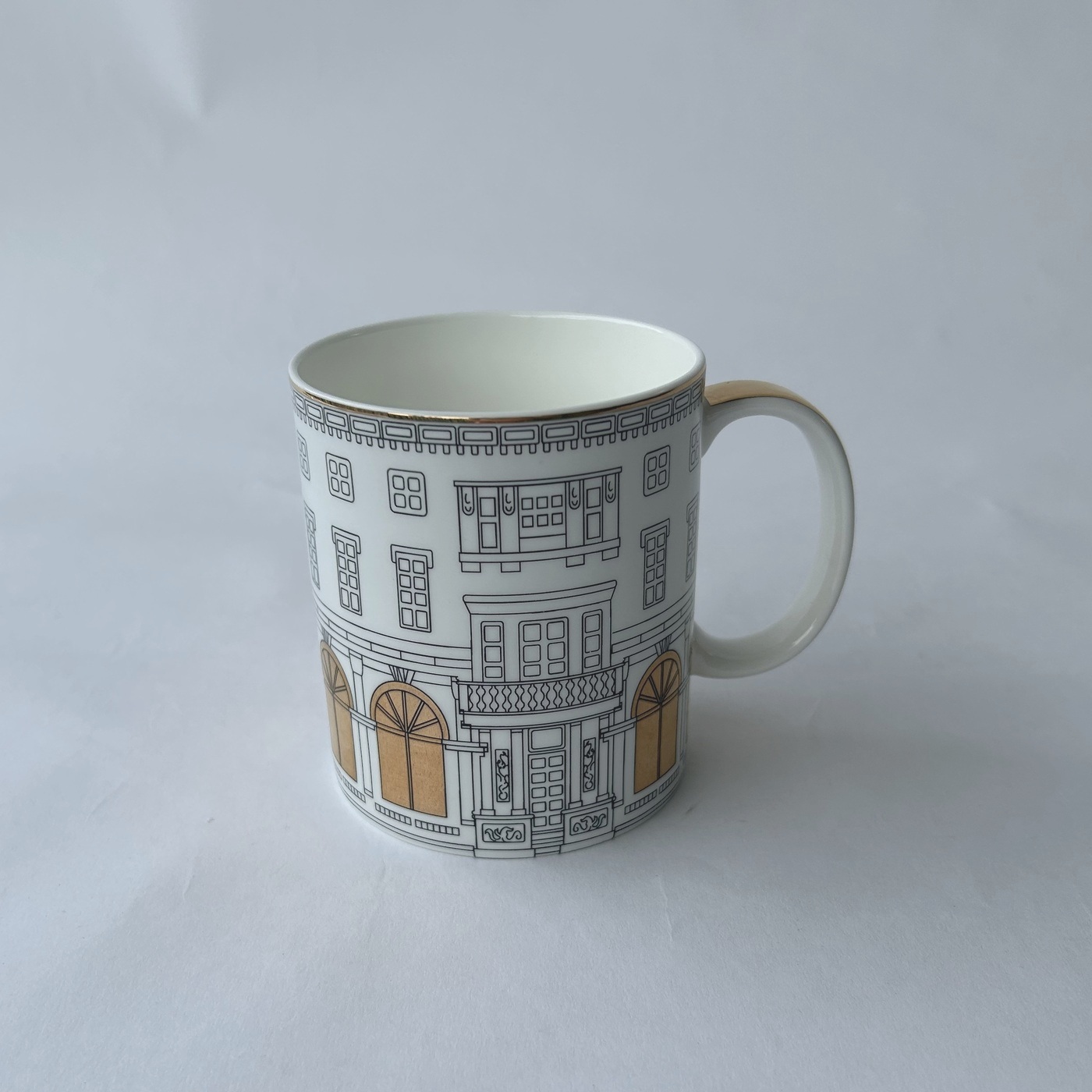 European castle-themed ceramic coffee mug