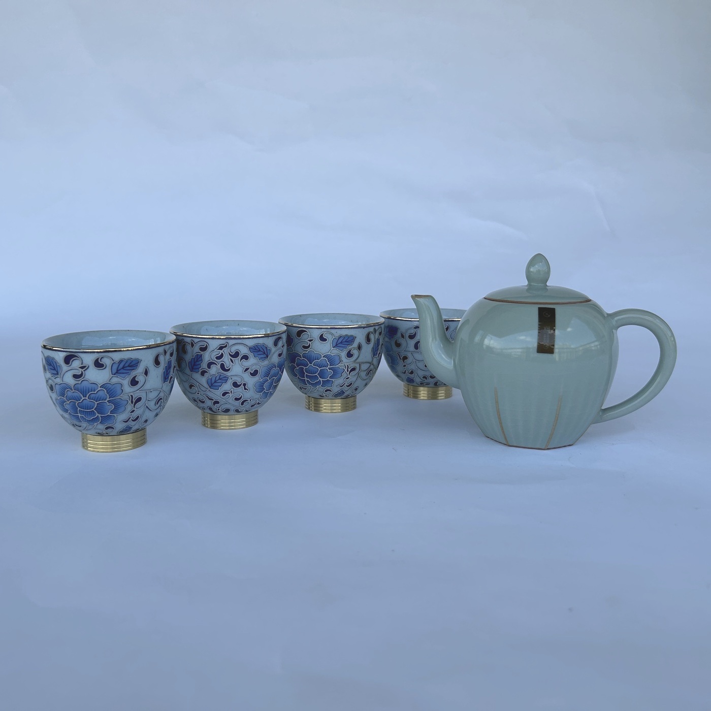 Ru Kiln Blue Teapot with Four Cups