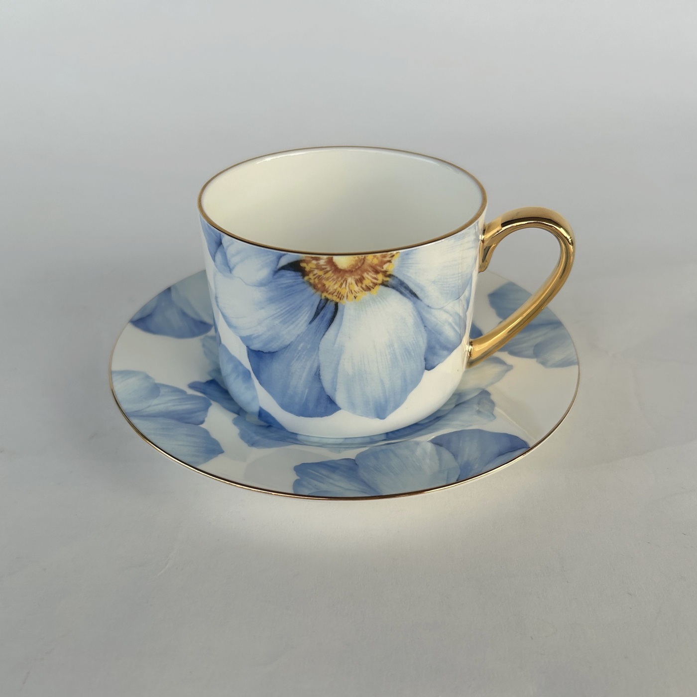 Ceramic Coffee Cups painted with blue flower